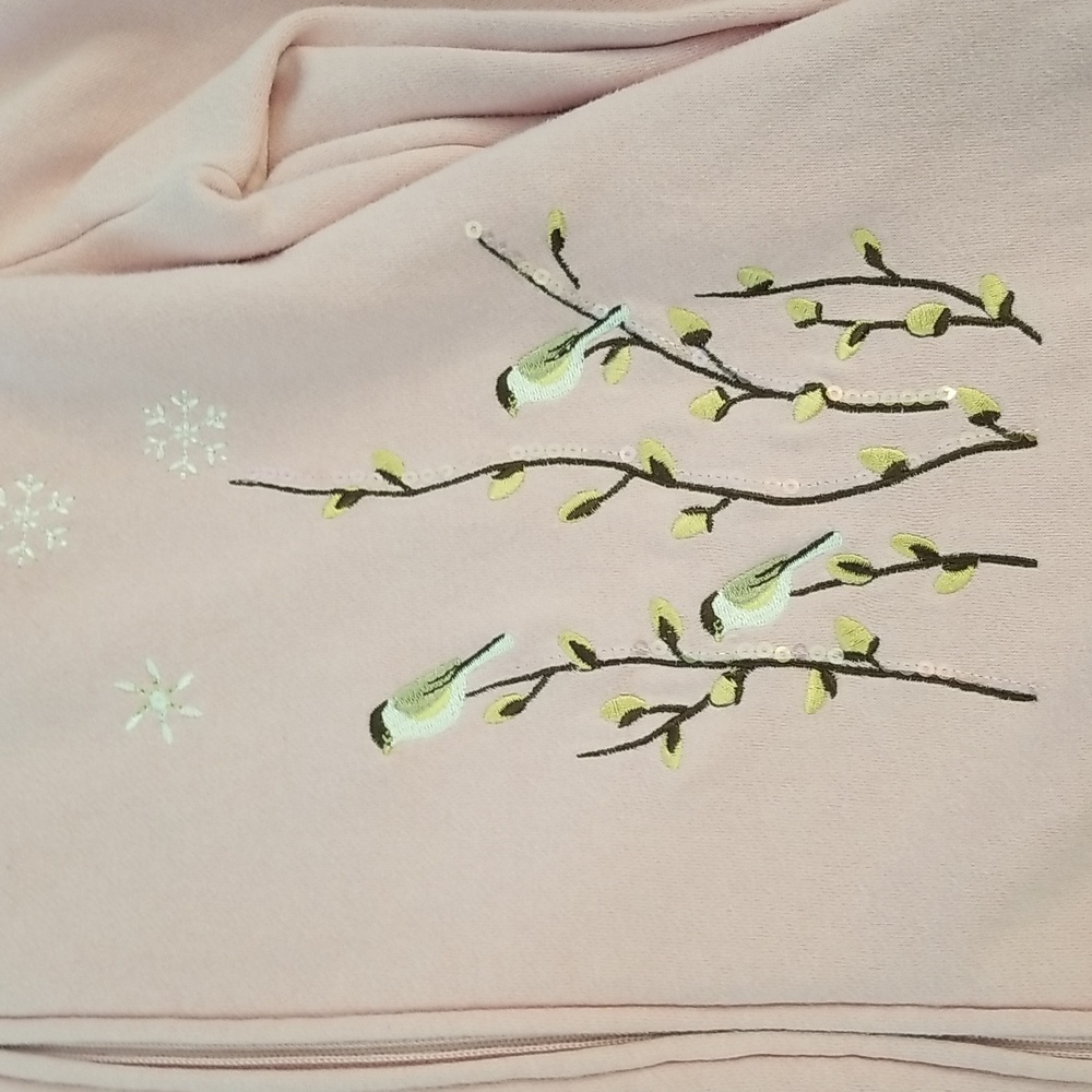 Breckenridge Y2K Bird Sparkling Sequin Snowflake Medium Cardigan Sweater - Picture 4 of 7